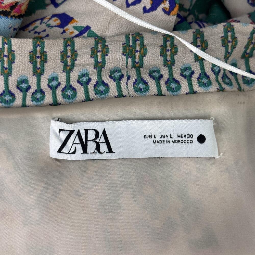 Zara Kimono Jacket Womens Large Tribal Belted Boho Cardigan Duster Robe Festival - Picture 3 of 13